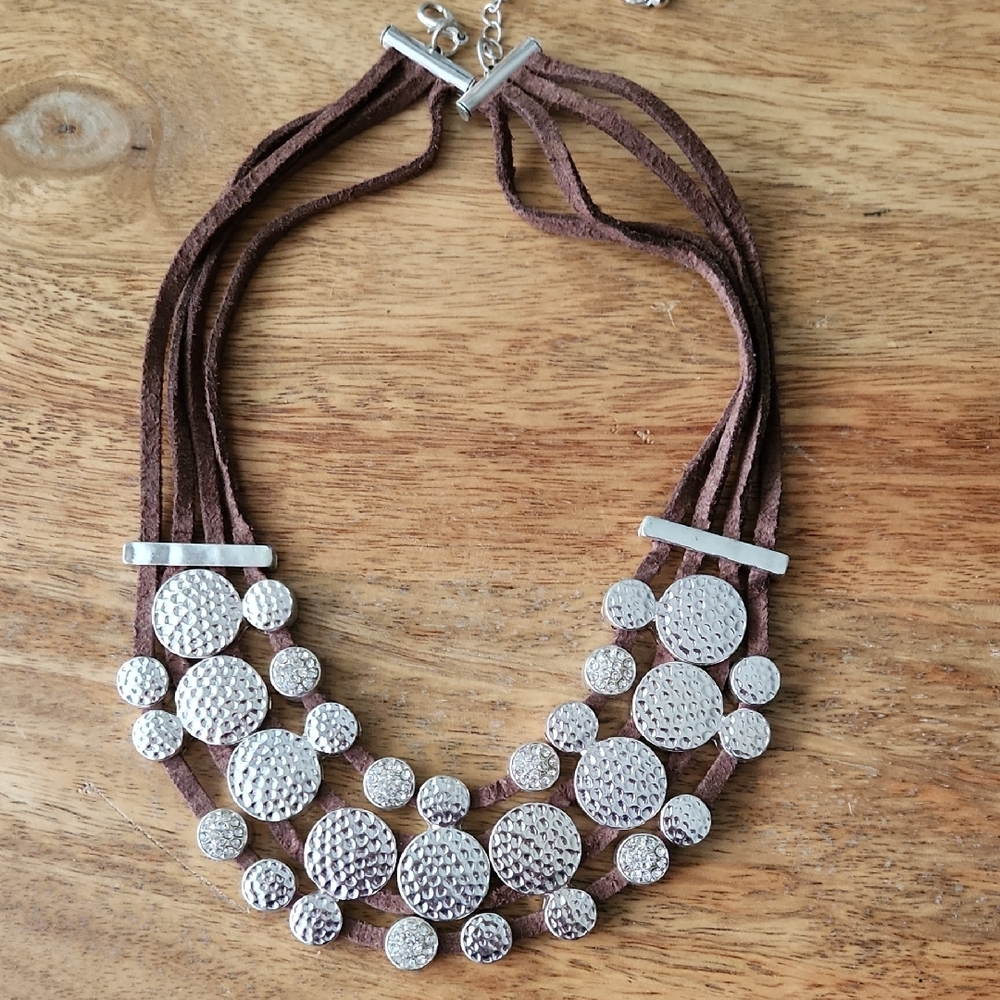 Silver and Brown Multi-Strand Necklace